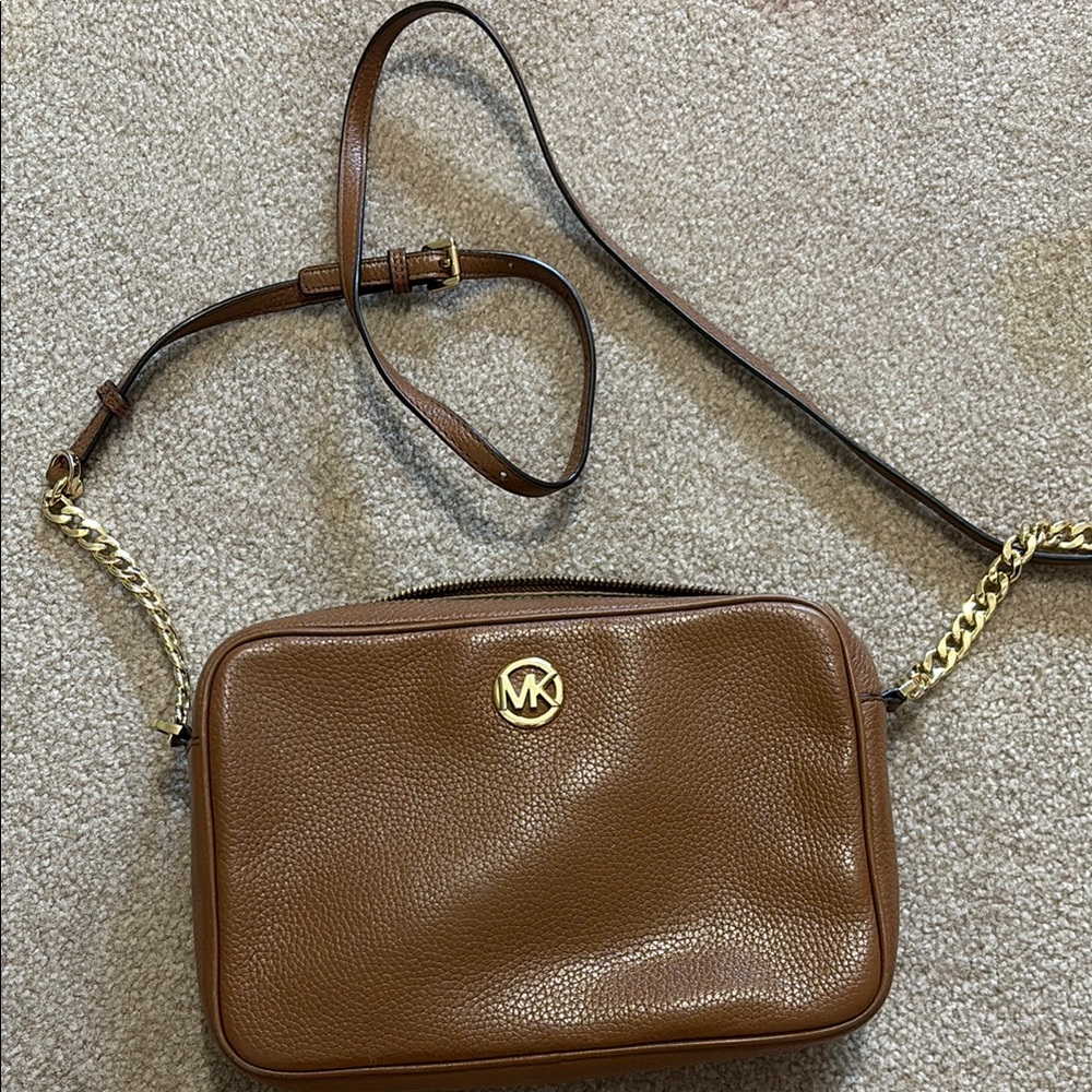 Michael Kors Brown Crossbody Bag with Gold Chain